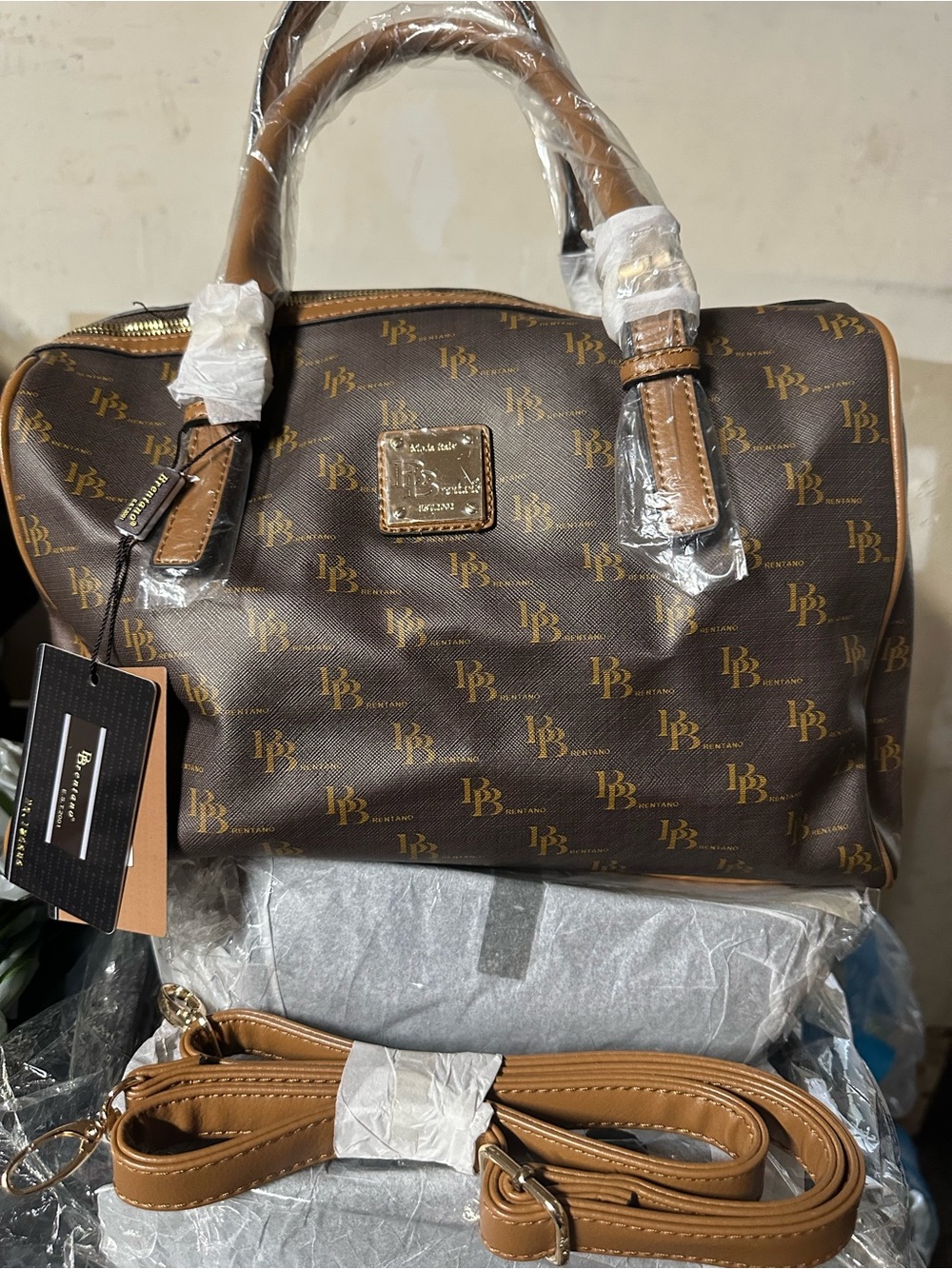 Brown & Tan Monogram Satchel